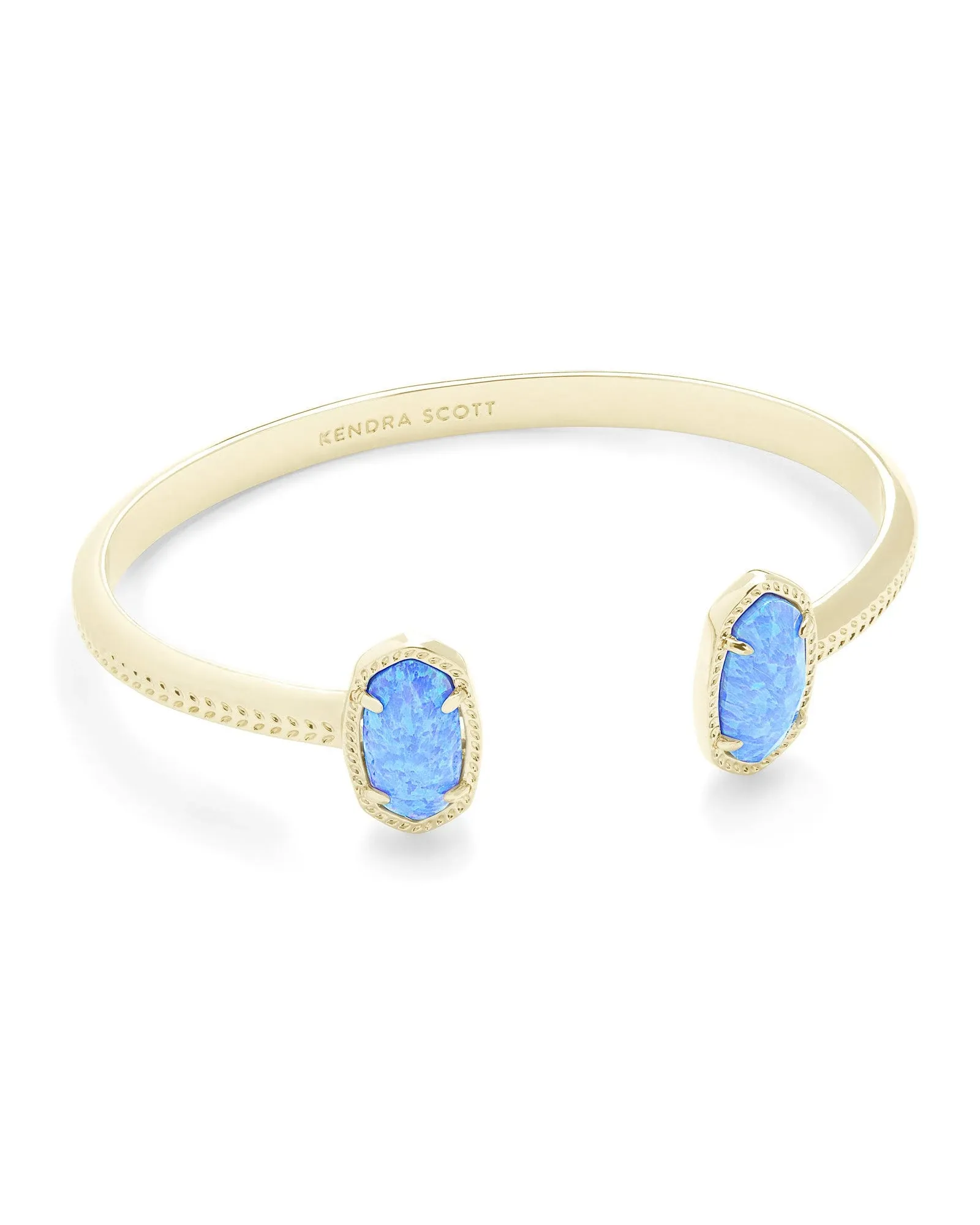 Elton Gold Cuff Bracelet in White Kyocera Opal