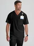 Grey's Anatomy Classic Men's Evan 2-Pocket V-Neck Scrub Top Large Black