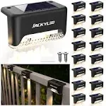 JACKYLED Solar Fence Lights 16 Pack Outdoor Solar Deck Light IP65 Waterproof Solar Step Lights Outdoor Lighting for Garden Deck Fence Railing Stair Patio Yard Pathway, Brown