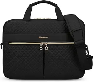 BAGSMART Laptop Bag, 15.6/17.3 Inch Briefcase for Women Large Laptop Case Computer Bag Office Travel Business, Black