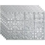 Fasade 18in x 24in Traditional Style/Pattern #1 Brushed Aluminum Backsplash Panel (5 Pack)