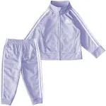 Adidas Girls Zip Front Classic Tricot Jacket and Joggers Set