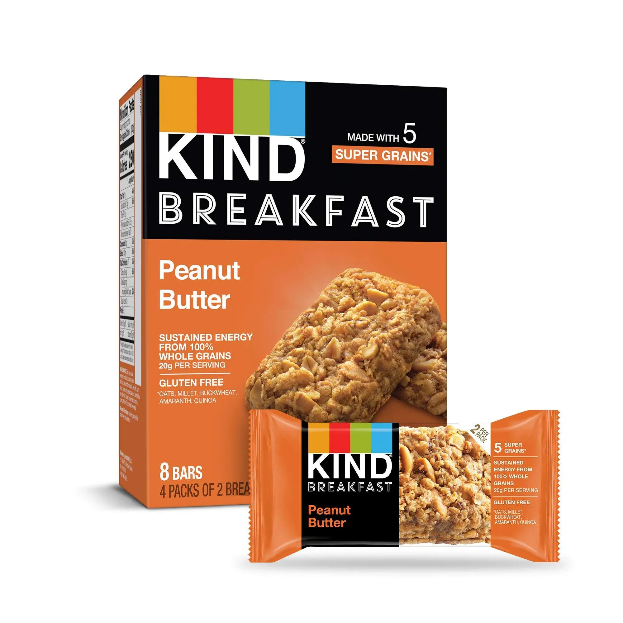 KIND Breakfast Bars, Peanut Butter, Gluten Free, 1.8oz, 24 Count