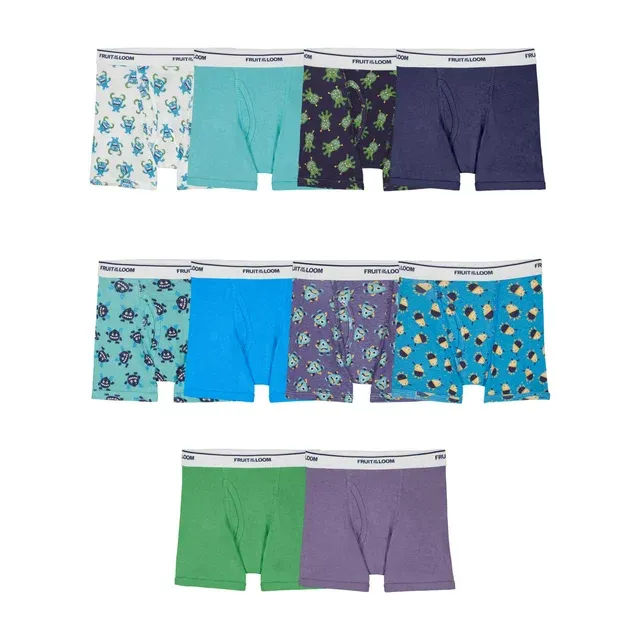 Fruit of The Loom Toddler Boys' EverSoft Boxer Briefs, Assorted Print 10 Pack