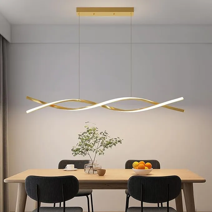 Modern Ceiling Chandelier Light, Anti Flicker Pendant Lamp with Remote Control Dimmable 3 Color Mode & Brightness (Warm Cool Neutral Light) for Kitchen Bar