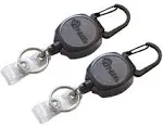 Key-Bak Sidekick Professional Heavy Duty Self Retracting ID Badge / Key Reel with Retractable Kevlar Cord, 24" Black (2 Pack)