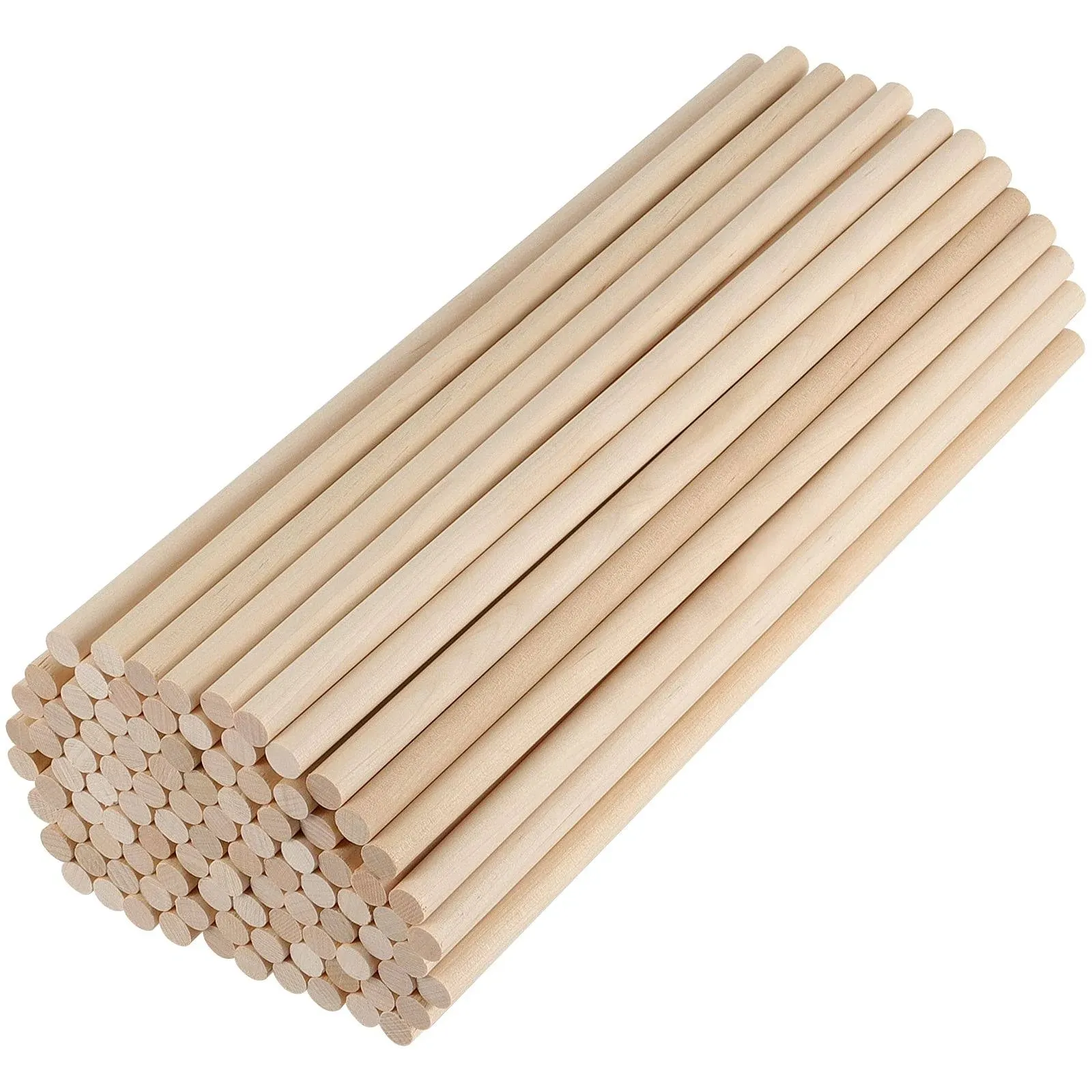 FUNSUEI 200 Pack 3/8 x 12 Inches Wooden Dowel Rods, Natural Unfinished Dowel Rods ...