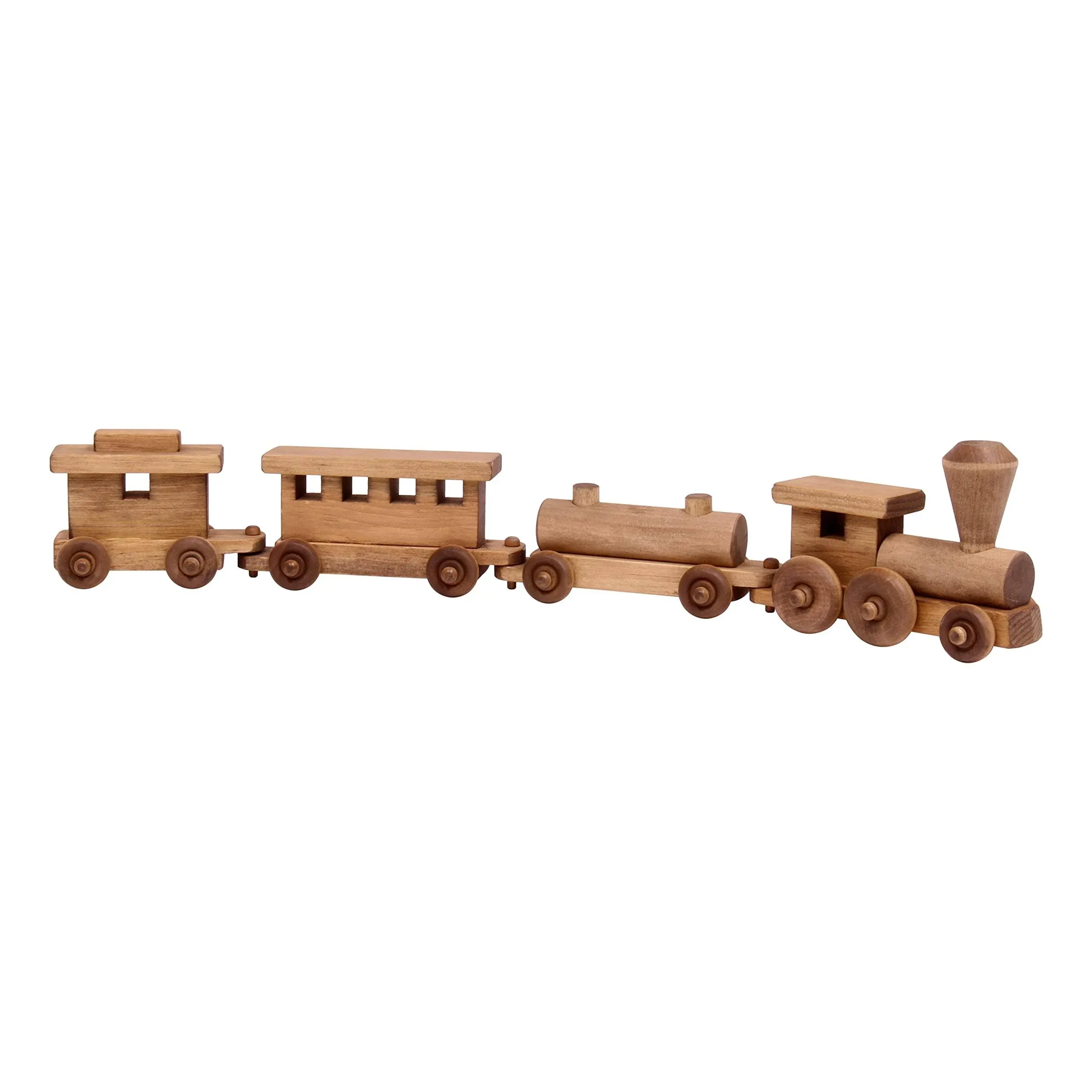 AmishToyBox.com Wooden Train Toy Play Set - 24&quot; Long - CPSIA-Approved Finish (Harvest Stain)