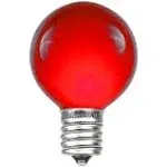 Novelty Lights Incandescent G30 Globe Replacement Bulbs - Outdoor Individual Bulbs For Events, Holiday Parties, Patios, And More - C7/E12 Candelabra Base, 5 Watt Lights (Red, 25 Pack)