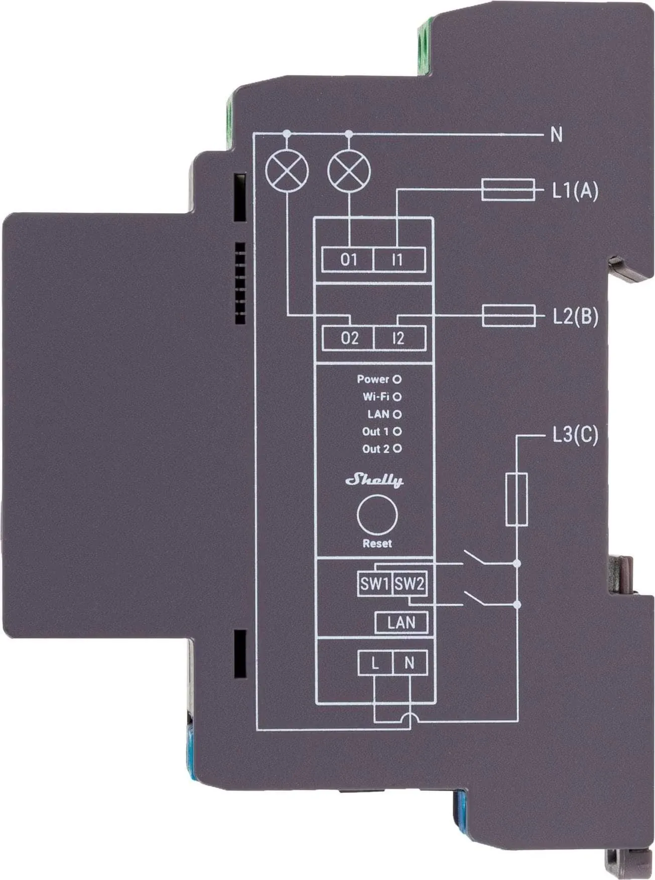 SHELLY Pro 2, Din Relay Switch 2x16A, LAN, Bluetooth, WiFi