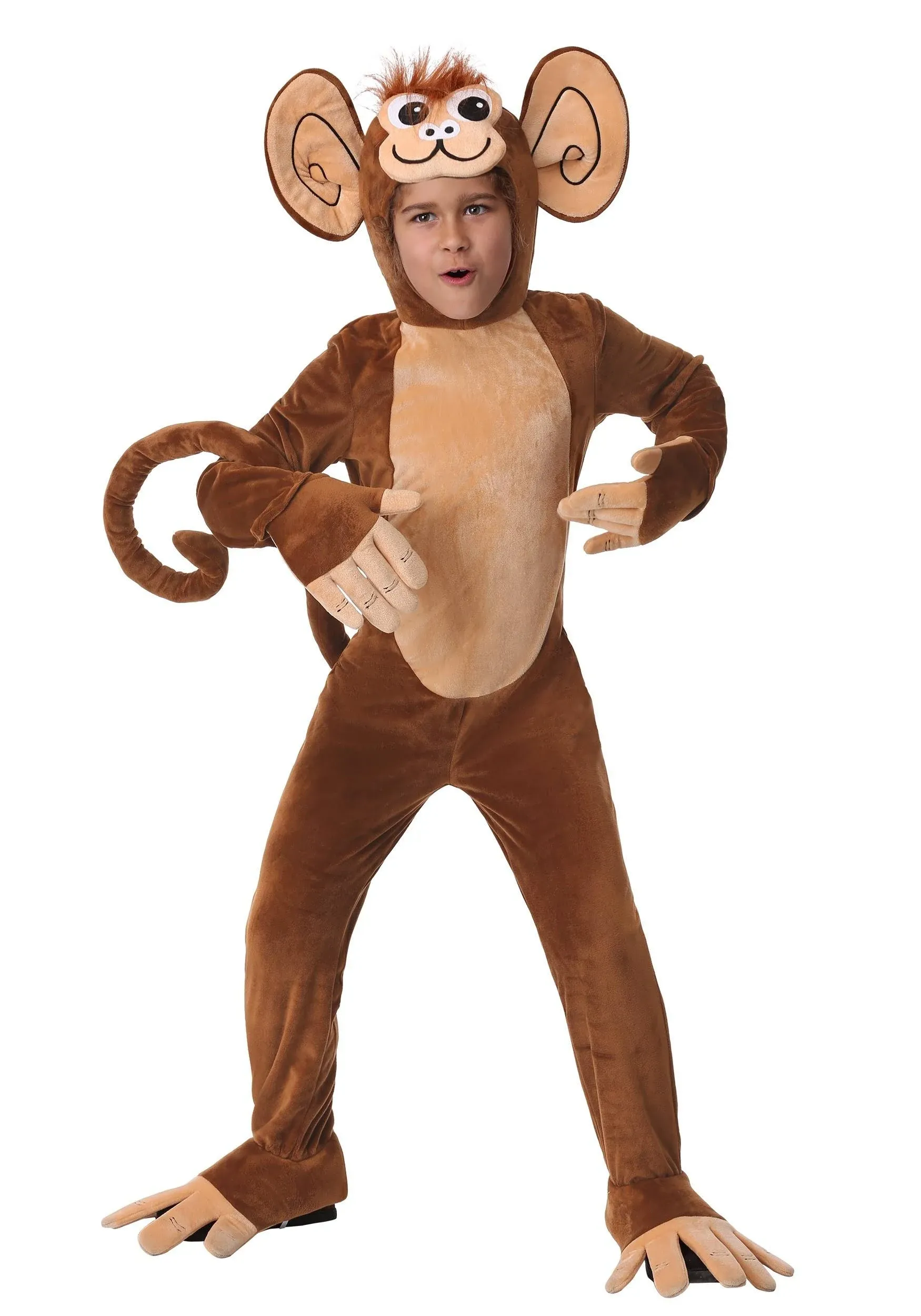 Funky Monkey Costume for Kids - Hooded Jumpsuit with Gloves, Shoe Covers & Tail