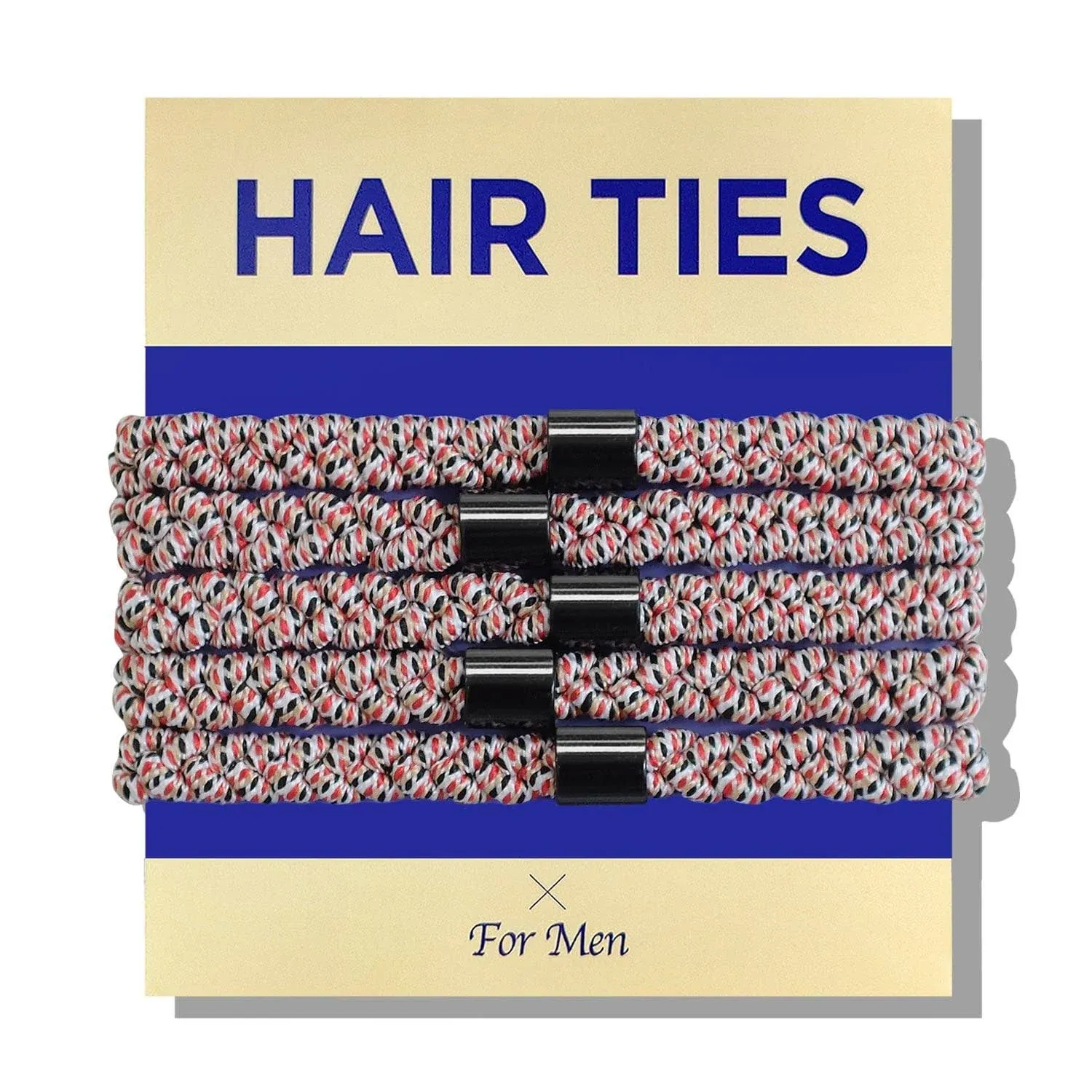 Braided Mens Hair Ties For Men - For Buns Curly Thick Dense Hair Elastic Hair Ties For Guys | No damage Crease Breakage Black 5 Count (Pack of 1)