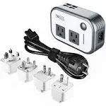 Foval Power Step Down 220V to 110V Voltage Converter with 4-Port USB Travel for