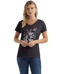 Hanes Women's Bleach Floral Cascade Short-Sleeve V-Neck Graphic Tee