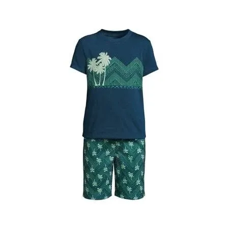 Boys Short Sleeve Tee and Shorts Pajama Set - Lands' End - Blue - 4