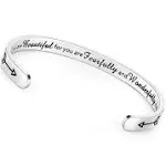 Tony & Sandy Personalized Engraved Stainless Steel Inspirational Bracelets for Women and Teen