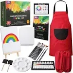 RISEBRITE Painting Kit for Kids Age 8-12 - Deluxe Acrylic Kid Paint Set Art Kits - Includes 62 Pieces of Art Supplies Non Toxic Paint, Tabletop Easel, Paint Brushes, Canvas, Painting Pad