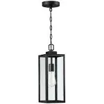 Hukoro 17 in. H 1-Light Matte Black Outdoor Hanging Lantern Pendant