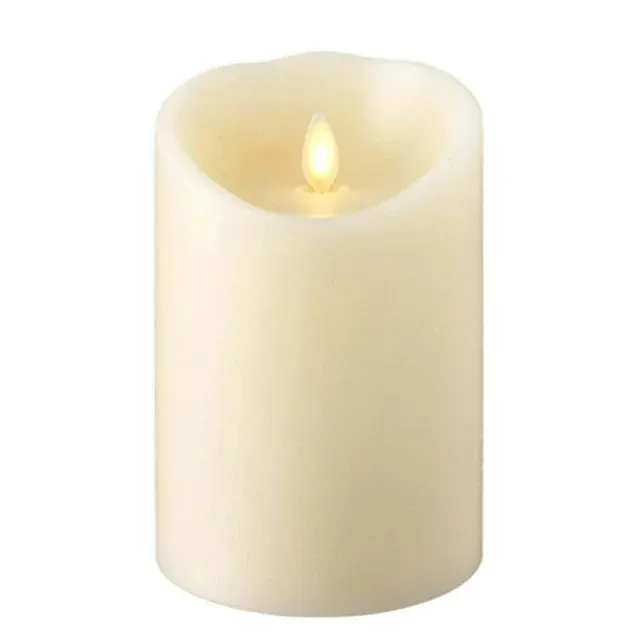 Liown 37087 - 5.5" Ivory Wax Push Flame LED Pillar Candle with Timer