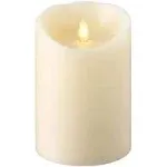 Push Flame Flameless Battery Operated LED Pillar Candle Ivory 3.5"x 5", for Home Décor, Holiday and Gift