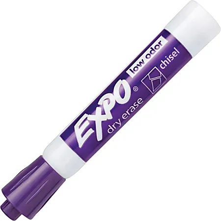 EXPO&reg; Low-Odor Dry-Erase Markers, Chisel Point, Purple, Pack Of 12