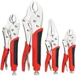 FASTPRO 4-Piece Locking Pliers Set With Heavy Duty Grip, 5&#034;, 7&#034; and 10&#034; Curved