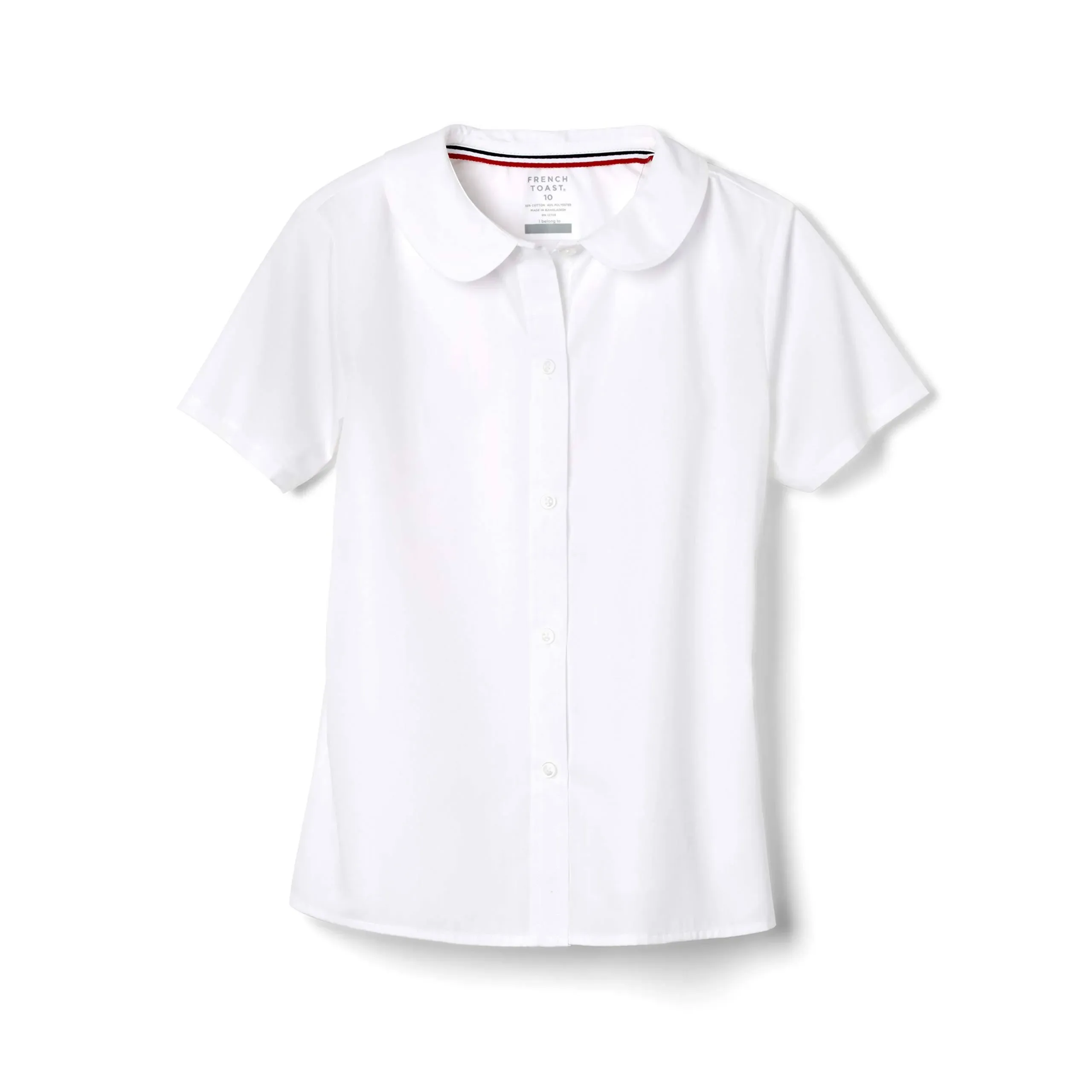 Girl's Short Sleeve Modern Peter Pan Blouse - White by French Toast - 42-1/2 Plus