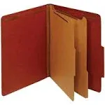 Office Depot Double Pocket Insertable Plastic Divider, 5-Tab, 2 Pressboard Dividers, 100% Recycled, Red, 10 pk, OD24075R