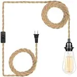 15FT Plug-in Pendant Light DIY Twisted Rope Industrial E26 (Bulbs NOT Included)