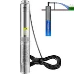 VEVOR 1HP 230V 60Hz 37GPM Flow Deep Well Submersible Pump with 207 ft. Head & 33 ft. Electric Cord