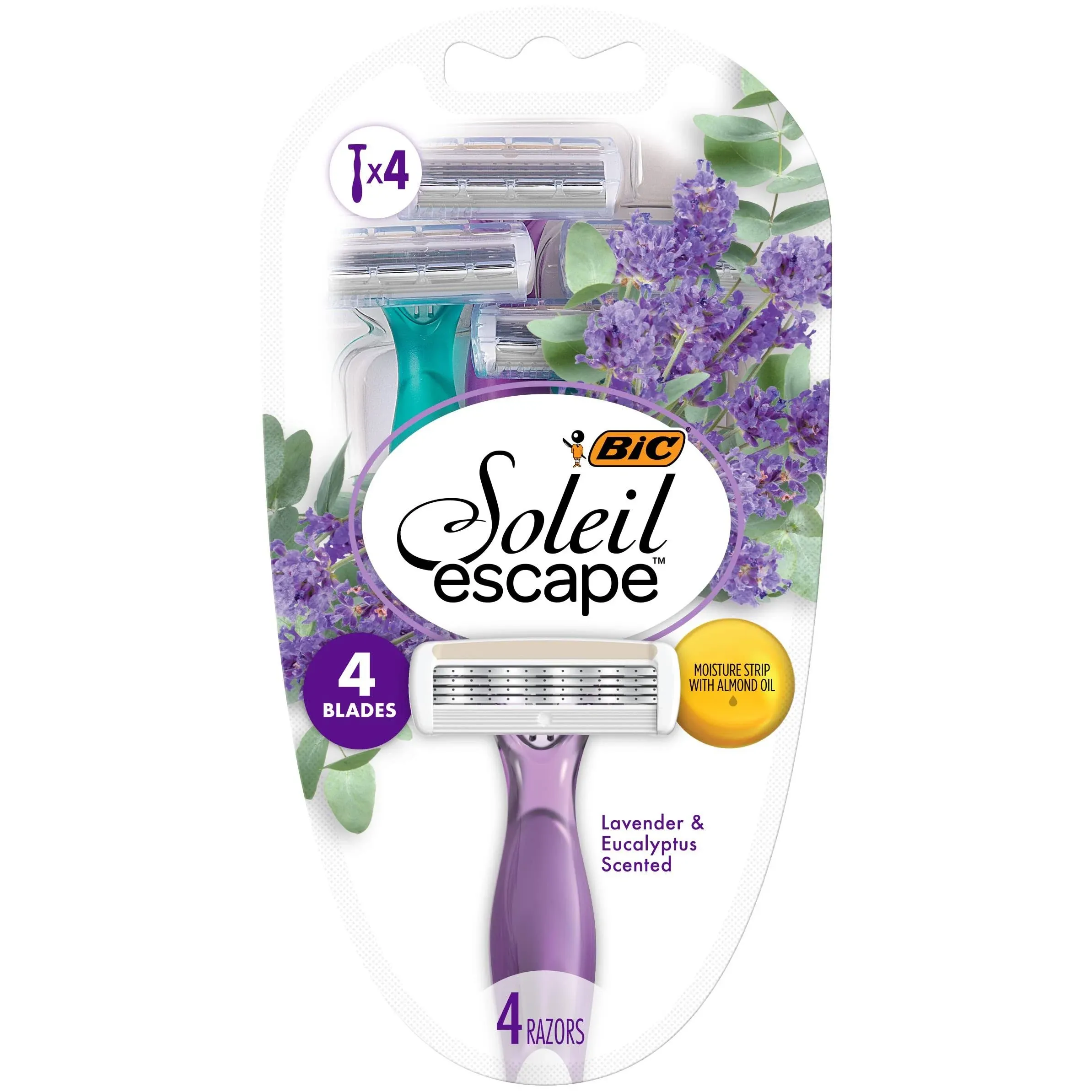 BIC Soleil Escape Razors, Lavender & Eucalyptus Scented, 4 Blades