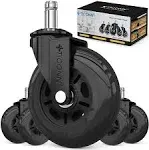 Office Chair Wheels Replacement Rubber Chair Casters for Hardwood Floors and Set