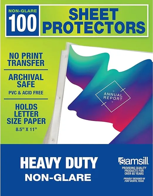 Samsill Sheet Protectors 8.5 x 11 Inch Page Protectors for 3 Ring Binder