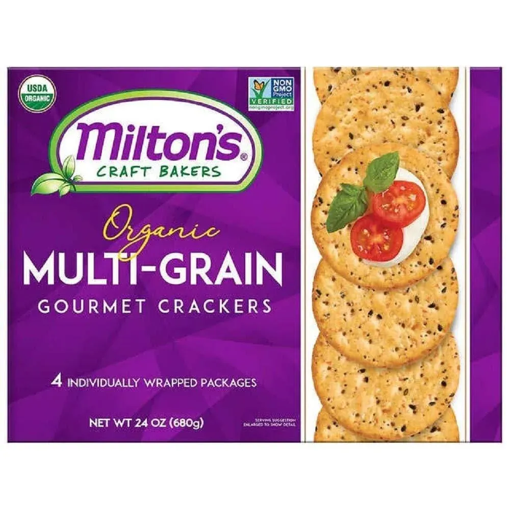 Milton's Craft Bakers Original Multi-Grain Gourmet Baked Crackers 680g (4 Individually Wrapped Packages) Two-Pack