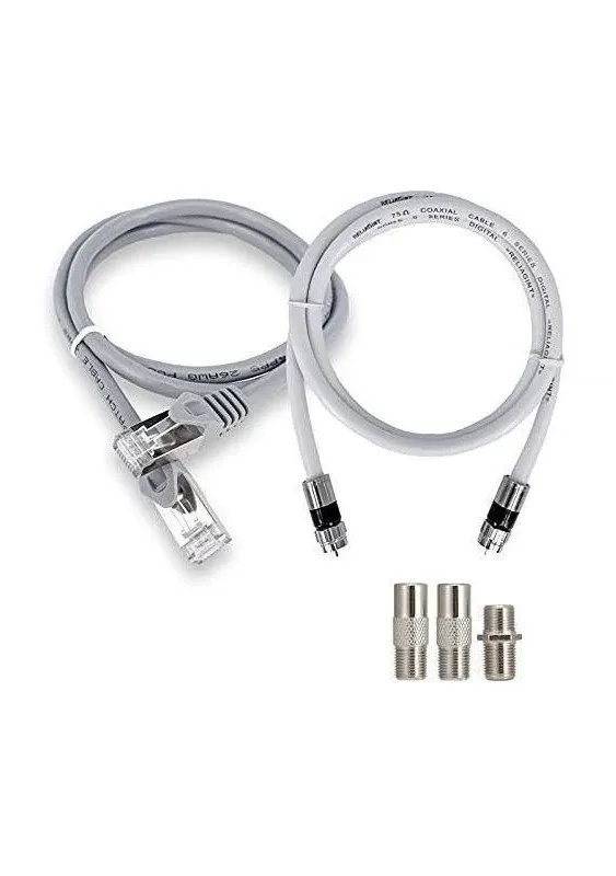 30ft, RG6 White Coaxial Cable with F Pin Connector, F81 Double Female Extension Adapter, Low Loss High Speed Coax Cable Cord Extender for HD TV, Dish,Satellite, Antenna, TV Cable 30'