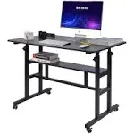 Mobile Standing Desk, Adjustable Computer Desk Rolling Laptop Cart on Wheels Hom