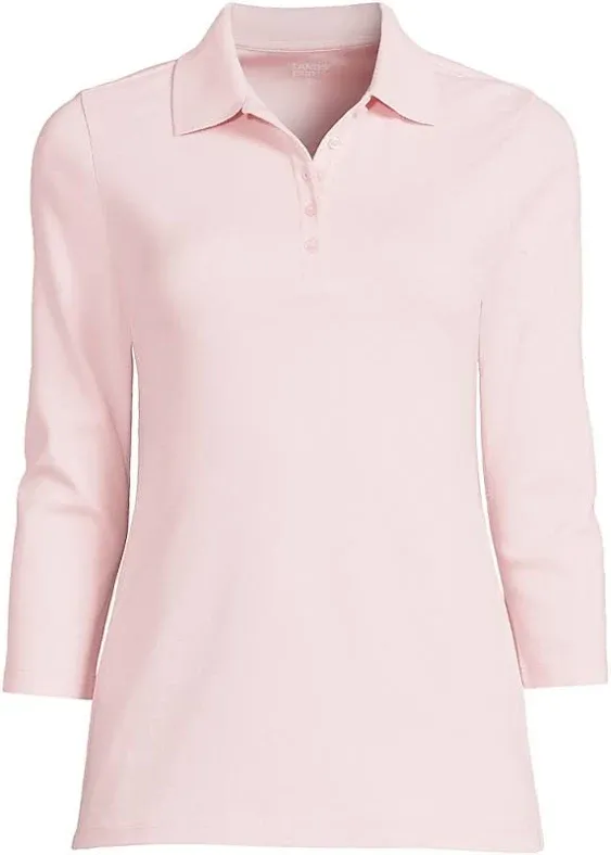 Women's 3/4 Sleeve Cotton Interlock Polo | Lands' End