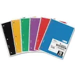 Mead - Spiral Notebook, 1 Subject, Medium/College Rule, Assorted Covers, 10.5 x 8, 70 Sheets, 6/Pack