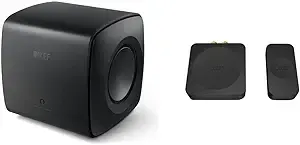 KEF KC62 Subwoofer (Black) & Wireless Subwoofer Adapter Kit, KW1TXRX