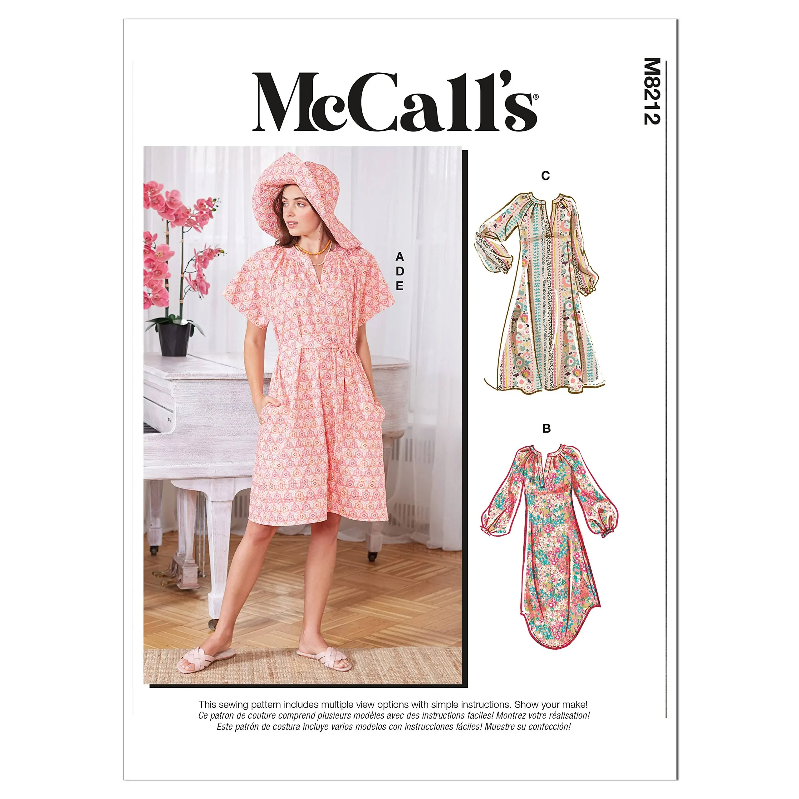 McCall's Misses' Raglan Sleeve Dress Sewing Pattern Kit, Code M8212, Sizes Xs-s-m ...