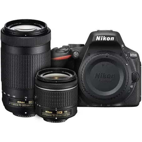 Nikon D5500 DX-format Digital SLR Dual Lens Kit w/ - Nikon AF-P DX NIKKOR 18-55mm f/3.5-5.6G VR & Nikon AF-P DX NIKKOR 70-300mm f/4.5-6.3G ED Lens