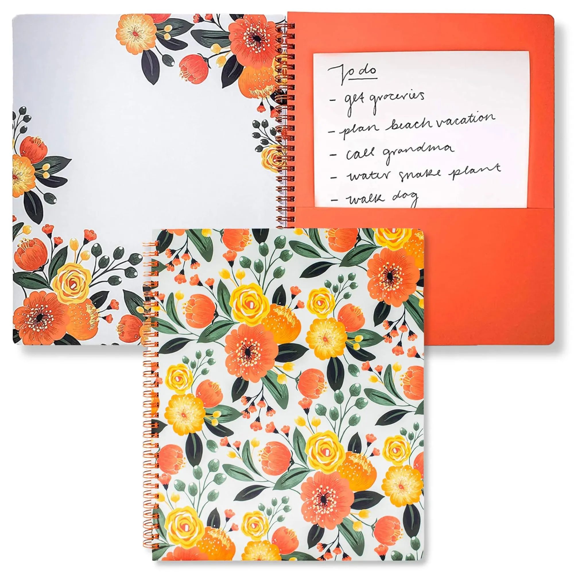 Large Notebook, Orange Floral