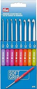 Prym Soft Grip Aluminum, 2-6mm Crochet Hook Set, Multicolor 8 Count