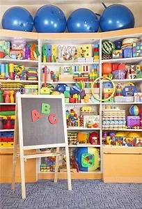 4x6ft Children Playroom Toy Shelf Background Back to School Photobooth Presch...