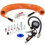 18 Pieces Air Compressor Accessories kit 1/4 inch x 25 ft Recoil Poly Air Co