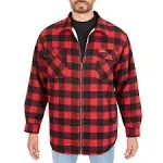 Smith's Workwear Zip-Front Sherpa-Lined Flannel Shirt Jacket, Men's, Size: Medium, Red