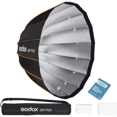 Godox QR-P120 120cm Quick Release Parabolic Deep Softbox Bowens Mount for Godox MS200-V MS300-V SK400II-V DP400III-V DP600III-V SL60W SL60IID SL60IIBi SL100D SL100Bi SL150III (120CM/47.2-inch)