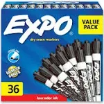 Low Odor Dry Erase Markers, Chisel Tip, Black, 36 Count