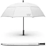 Weatherman Umbrella - Stick Umbrella - Windproof Umbrella Resists Up to 55 MPH Winds - (White)