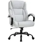 Office Chair 500lbs Wide Seat Ergonomic Desk Chair PU Leather Computer Chair Task High Back Executive Chair with Lumbar Support Armrest Adjustable Chair for Heavy People, White